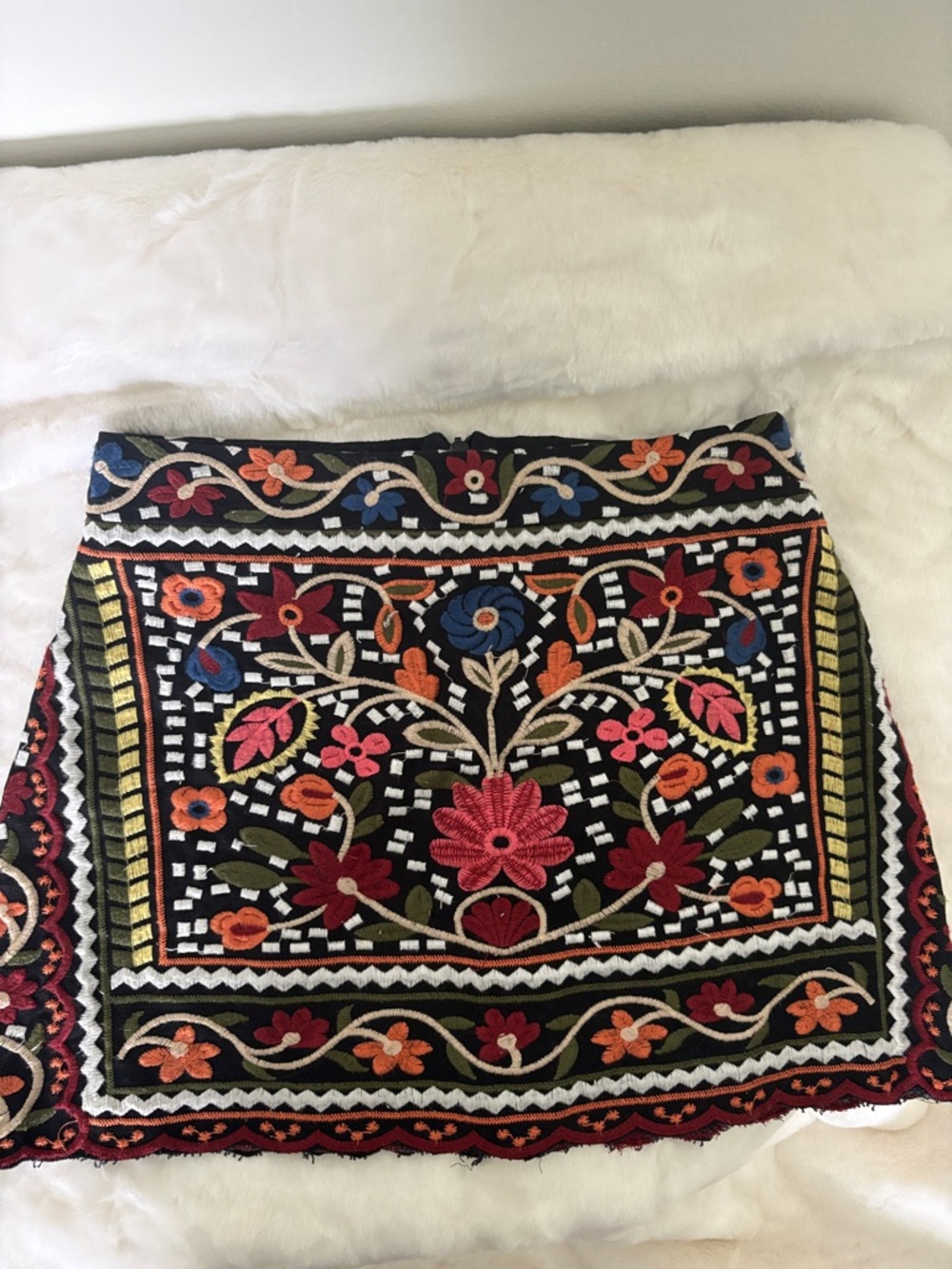 Goodnight Macaroon Black Embroidered Floral Mini Skirt